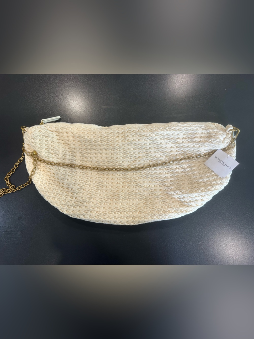 American Eagle Outfitters Cream Woven Chain Strap Clutch